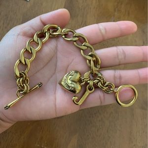 Gold Juicy Couture Link Chain Bracelet Jewelry EUC